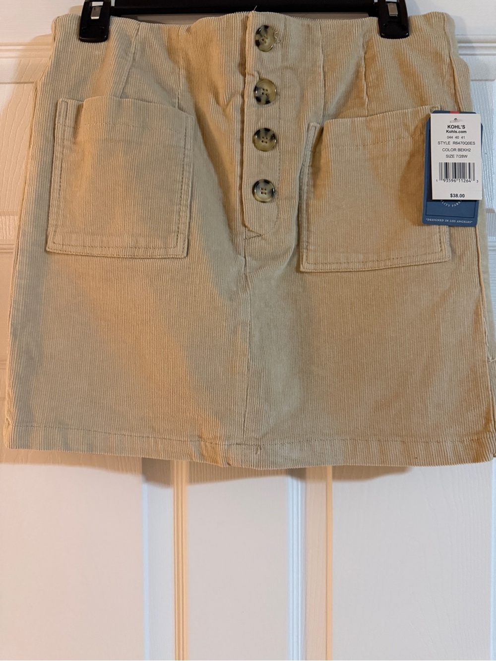 NWT “Rewind” Tan Corduroy Button-Front Mini Skirt